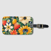 Zomer Tuin Bloemen Aardbei Patroon Bagagelabel (Voorkant (horizontaal))