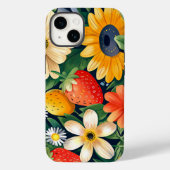 Zomer Tuin Bloemen Aardbei Patroon Case-Mate iPhone Case (Achterkant)