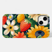 Zomer Tuin Bloemen Aardbei Patroon Case-Mate iPhone Case (Achterkant (horizontaal))