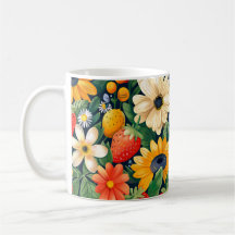 Zomer Tuin Bloemen Aardbei Patroon