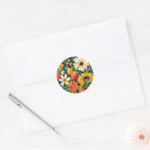 Zomer Tuin Bloemen Aardbei Patroon Ronde Sticker (Envelop)