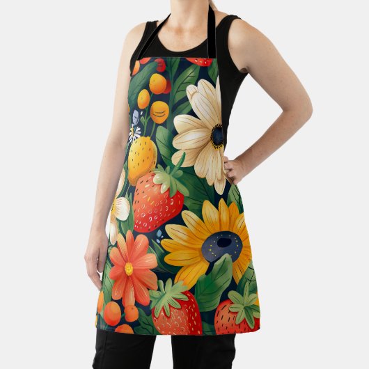 Zomer Tuin Bloemen Aardbei Patroon Schort (Insitu)