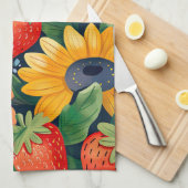 Zomer Tuin Bloemen Aardbei Patroon Theedoek (Quarter Fold)