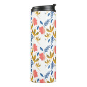 Zomer Tuin Bloemen Blauwe Koraal Roze Groenelement Thermosbeker (Gedraaid links)