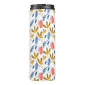 Zomer Tuin Bloemen Blauwe Koraal Roze Groenelement Thermosbeker (Achterkant)