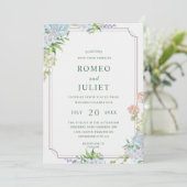 Zomer Tuin Bloemen Bruiloft Kaart (Staand voorkant)