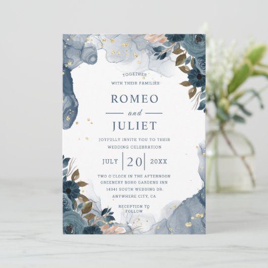 Zomer Tuin Bloemen Bruiloft Kaart (Staand voorkant)