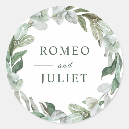 Zomer Tuin Bloemen Bruiloft Ronde Sticker (Voorkant)