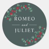 Zomer Tuin Bloemen Bruiloft Ronde Sticker (Voorkant)