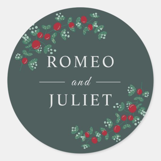 Zomer Tuin Bloemen Bruiloft Ronde Sticker (Voorkant)