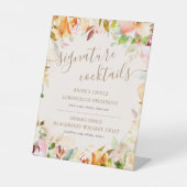 Zomer Tuin Bloemen Handtekening Cocktail Teken Reclamebord Met Voetstuk (Voorkant)