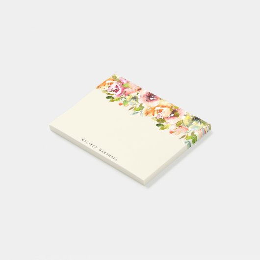 Zomer Tuin Bloemen Monogram Post-it® Notes (Schuin)