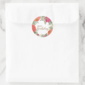 Zomer Tuin Bloemige Vreugde Gelukkige Verjaardag Ronde Sticker (Tas)