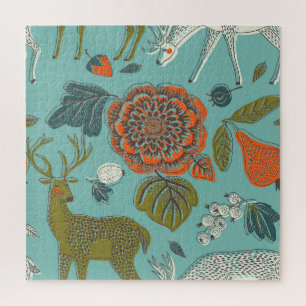 Zomer Tuin Herten Naadloze illustratie. Legpuzzel
