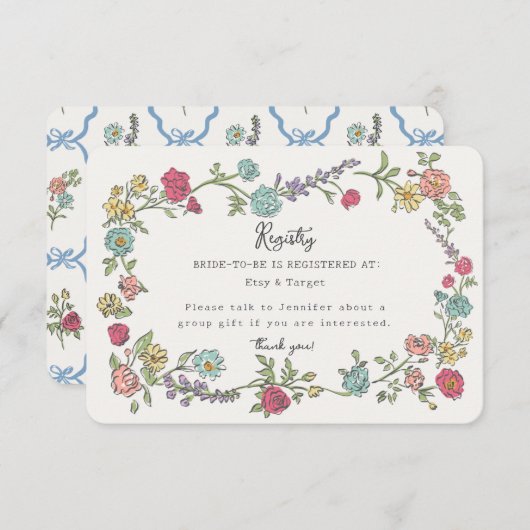 Zomer Tuin Partij Bloemen Registratie Uitnodigen I Informatiekaartje (Voorkant / Achterkant)