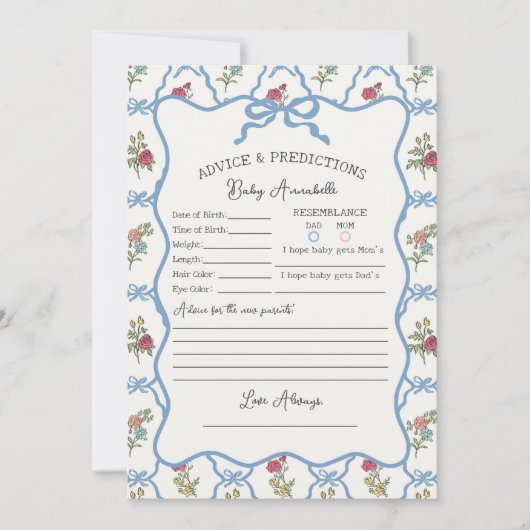 Zomer Tuin Party Bloemen Douche Advies voor Baby Kaart (Voorkant)