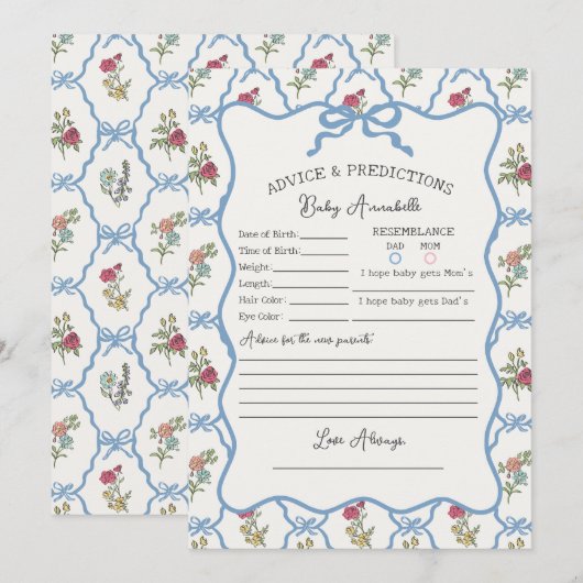 Zomer Tuin Party Bloemen Douche Advies voor Baby Kaart (Voorkant / Achterkant)