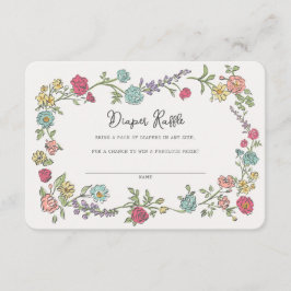 Zomer Tuin Party Bloemen Luier Raffle Insert Informatiekaartje