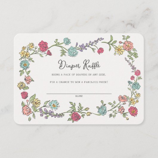 Zomer Tuin Party Bloemen Luier Raffle Insert Informatiekaartje (Voorkant)