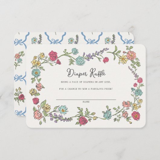Zomer Tuin Party Bloemen Luier Raffle Insert Informatiekaartje (Voorkant / Achterkant)