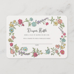 Zomer Tuin Party Bloemen Luier Raffle Insert Informatiekaartje