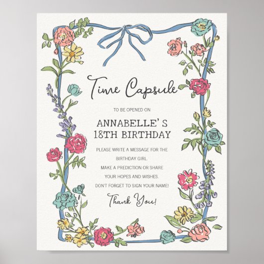 Zomer Tuin Party Bloemen Verjaardag Time Capsule Poster (Voorkant)