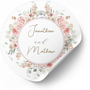 Zomer Tuin Waterverf Bloem Bruiloft Ronde Sticker