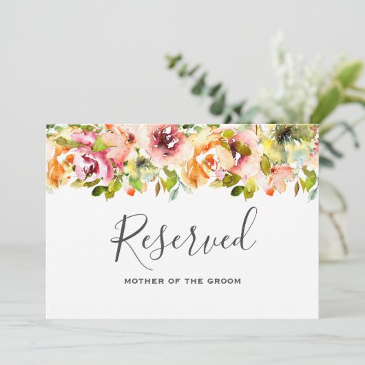 Zomer Tuin Waterverf Bloemige Bruiloft Kaart (Staand voorkant)