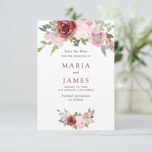 Zomer Tuin Waterverf Bloemige Trouwdag Save The Date (Staand voorkant)