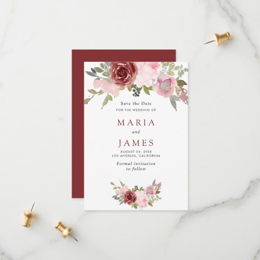 Zomer Tuin Waterverf Bloemige Trouwdag Save The Date (Voorkant / Achterkant in situ)