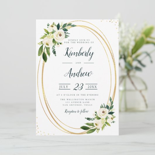 Zomer Tuin Wit Bloemen Bruiloft uitnodiging (Staand voorkant)