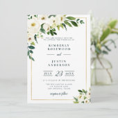 Zomer Tuin Wit Bloemen Bruiloft uitnodiging (Staand voorkant)