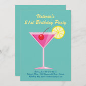 Zomer Turquoise 21e verjaardagsfeest uitnodiging (Voorkant / Achterkant)