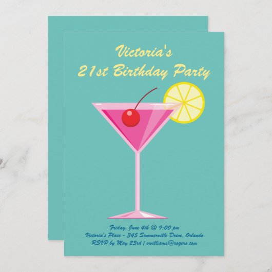 Zomer Turquoise 21e verjaardagsfeest uitnodiging (Voorkant / Achterkant)