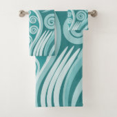 Zomer Turquoise Abstract Varens Blad Bad Handdoek (Insitu)