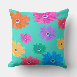 Zomer Turquoise Bloemen Sierkussen