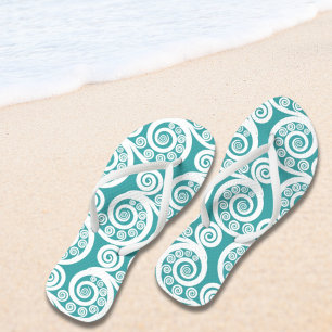 Zomer Turquoise Natuur-geïnspireerde Curly Swirls Teenslippers