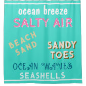 Zomer Turquoise strand zand typografie Douchegordijn (Voorkant)