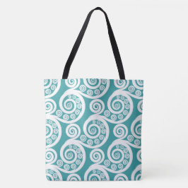 Zomer turquoise witte botanische varen bladeren kr tote bag