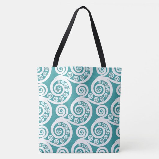 Zomer turquoise witte botanische varen bladeren kr tote bag (Voorkant)