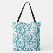 Zomer turquoise witte botanische varen bladeren kr tote bag (Achterkant)