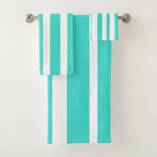 Zomer Turquoise Witte Strepen Bad Handdoek (Insitu)