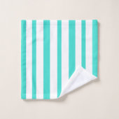 Zomer Turquoise Witte Strepen Bad Handdoek (Wasdoekje)