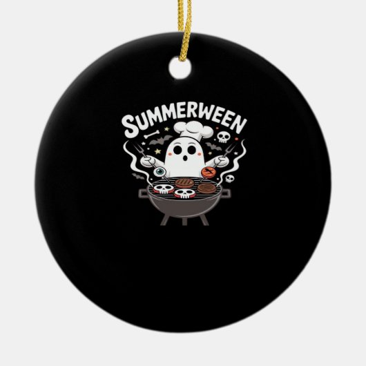Zomer tussen BBQ Grappig Keramisch Ornament (Voorkant)