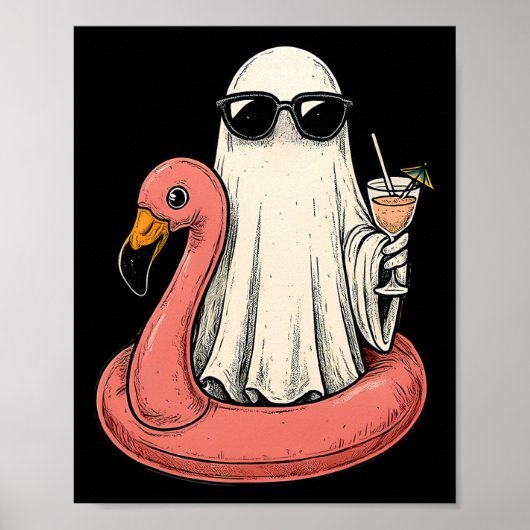 Zomer tussen geest met flamingo floatie vrouwen ha poster (Voorkant)