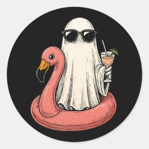 Zomer tussen geest met flamingo floatie vrouwen ha ronde sticker