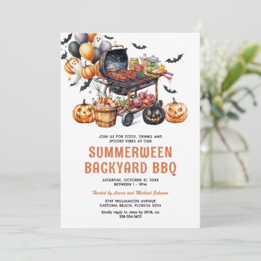 Zomer tussen Halloween Achtertuin BBQ Kaart (Staand voorkant)