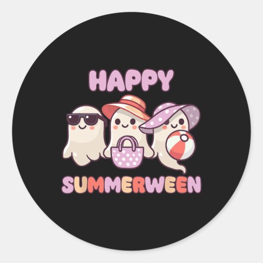 Zomer tussen Halloween Ghost Ronde Sticker (Voorkant)