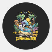 Zomer tussen Happy Summer Halloween Holiday Beach Ronde Sticker (Voorkant)