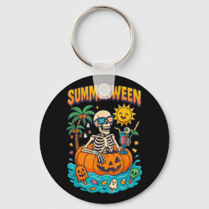 Zomer tussen Skeleton Vibes Chillin in een pompoen Sleutelhanger